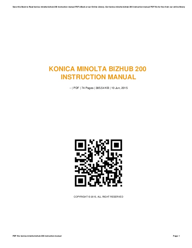 Konica Minolta Bizhub 200 Manual